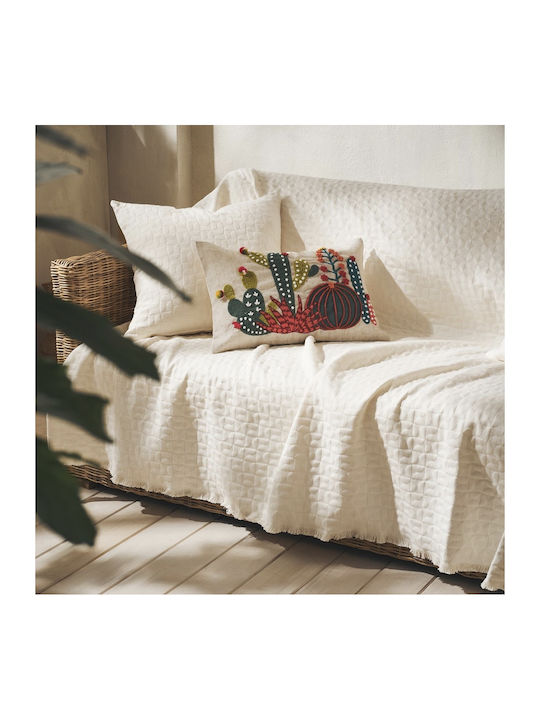 Gofis Home Eliena Dreisitzer-Sofa Wurf Jacquard 180x310cm Ecru 402/05