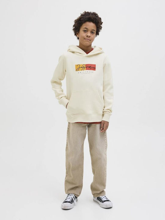 Kids Sweatshirt with Hood and Pockets Beige
