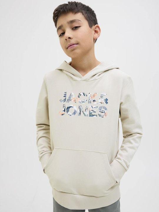 Kids Sweatshirt with Hood and Pockets Beige
