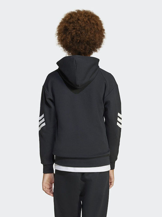 Kids Sweatshirt Cardigan With Hood And Pockets Black Future Icons 3-Stripes