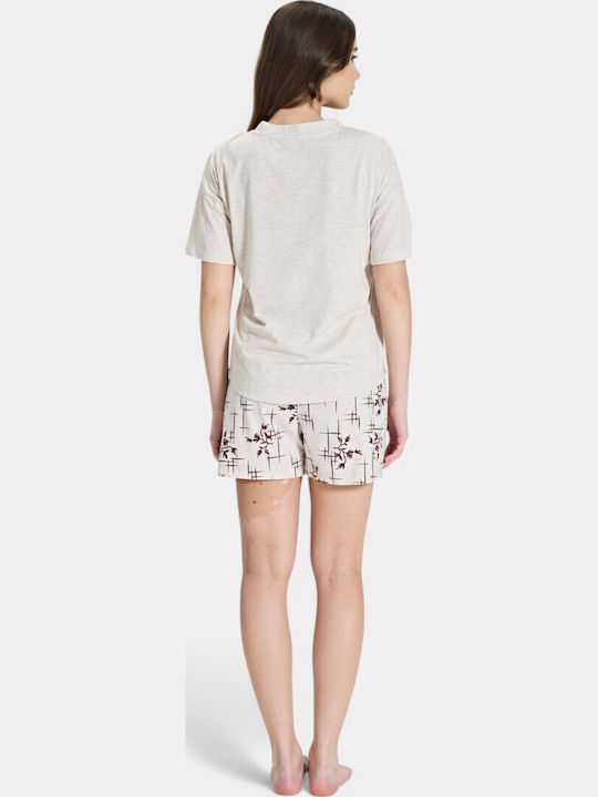 Pijadore Sommer Damen Pyjama-Set Beige