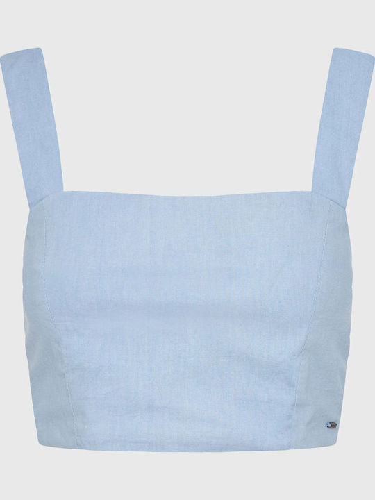 Γυναικείο Crop Top Βαμβακερό baby blue
