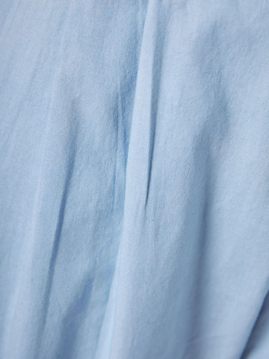 Women's Fabric Trousers Loose Fit Light Blue
