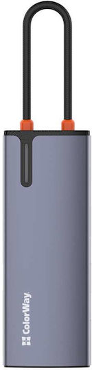 ColorWay Hub 3 Porturi USB 2.0 cu Conectare USB-A Ethernet Argintiu