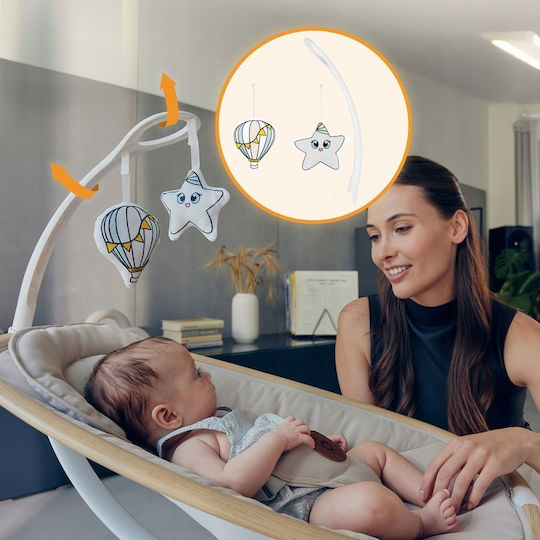 Lionelo Elektrisch Baby Relax Olivia mit Musik Beige Natural für Kind bis 9kg