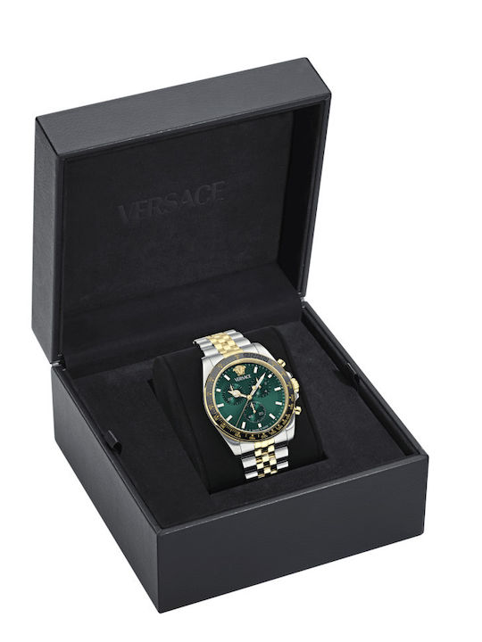 Versace Greca Ανδρικό Ρολόι Χρονογράφος Μπαταρίας με Χρυσό Μεταλλικό Μπρασελέ