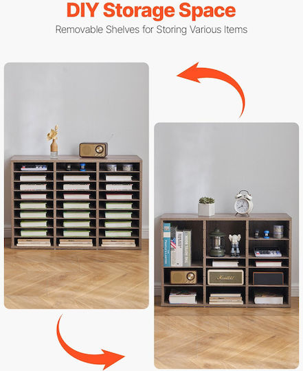 Vevor Wooden Literature Organizer 27 Διαμερισμάτων Αφαιρούμενα Ράφια Μαύρο-γκρι