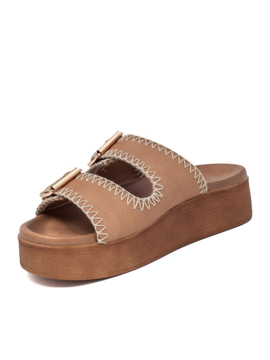 Flache Sandalen für Damen Flatforms in Braun Farbe