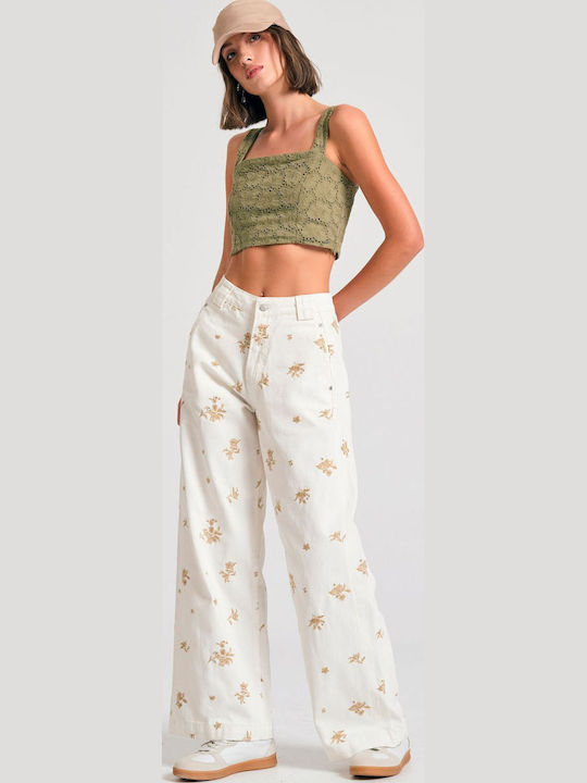 Γυναικείο Crop Top Βαμβακερό Χακί