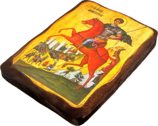 Ξυλινη Εικονα Αγιος Δημητριος 3απ 27x20cm