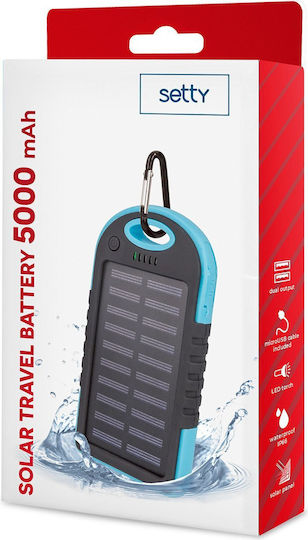 Setty R Ηλιακό Power Bank 5000mAh με 2 Θύρες USB-A Μπλε