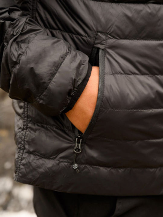 Μπουφάν Puffer Αδιάβροχο Διπλής Όψης Black Charcoal