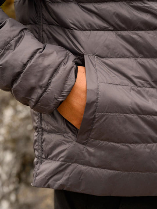 Μπουφάν Puffer Αδιάβροχο Διπλής Όψης Black Charcoal