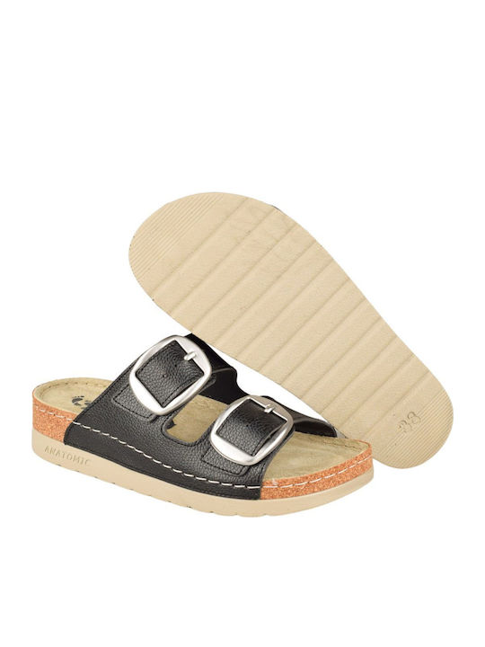 Women's Flat Sandals Anatomic in Black Color