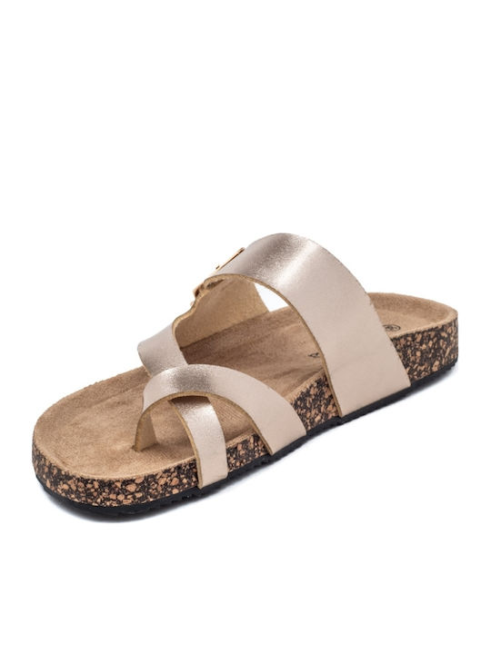 Women's Flat Sandals Flatforms in Gold Color