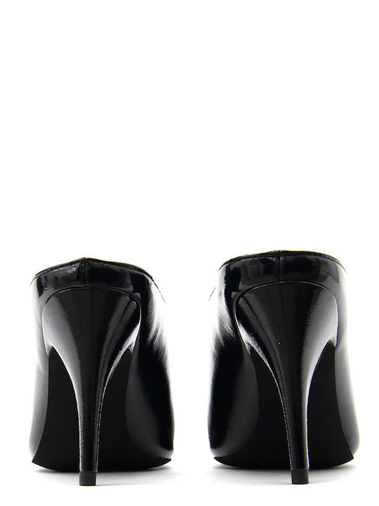 Mules aus Lackleder mit Hoch Absatz in Schwarz Farbe