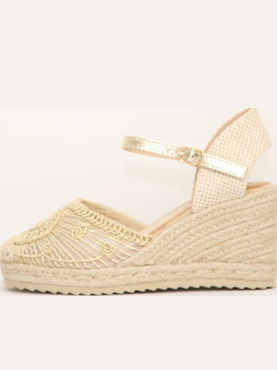 Damenplattformen im Espadrilles-Stil Goldene