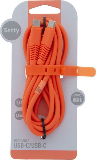 Setty USB 2.0 Cable USB-C male - USB-C Πορτοκαλί 1.5m