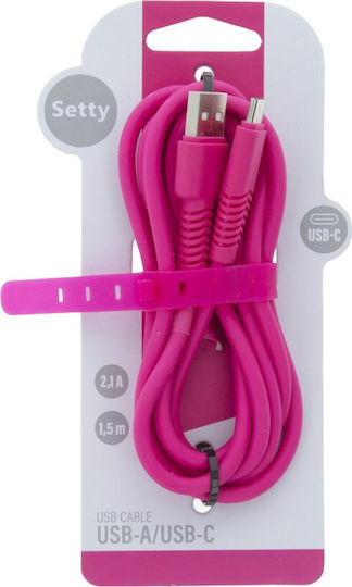 Setty USB 2.0 Kabel USB-C männlich - USB-A Rosa 1.5m
