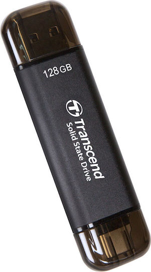Transcend 128GB USB 3.2 SSD Флашка с Интерфейс USB-A и USB-C Черен