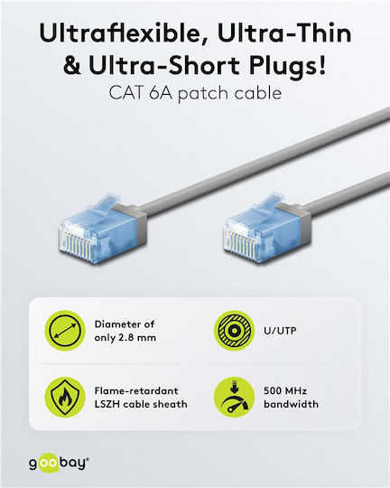 Goobay U/UTP Cat.6a (Gigabit) Network Cable Ethernet 10m Gray