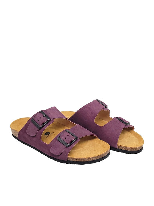 Δερμάτινα Γυναικεία Σανδάλια Mauve/Black