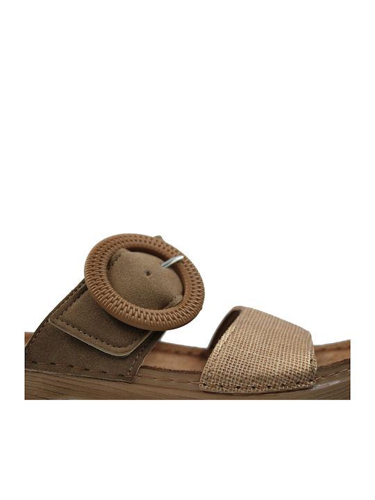 Women's Flat Sandals Anatomic in Beige Color