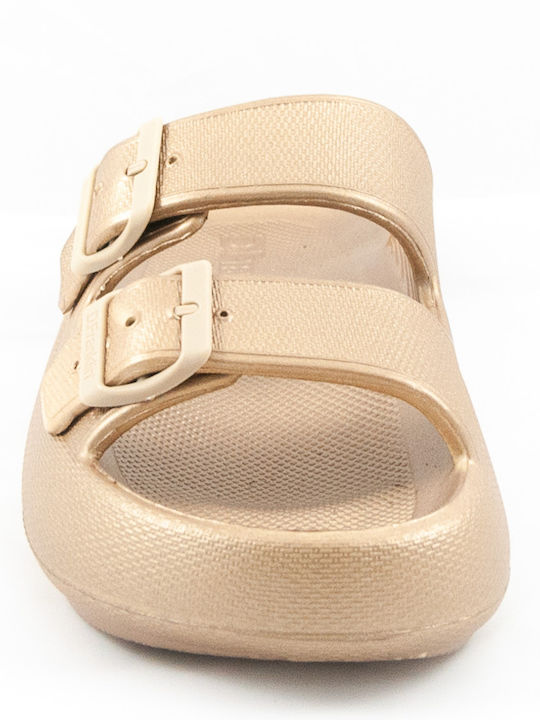 Flache Sandalen für Damen in Gold Farbe
