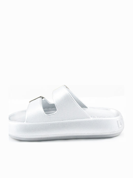 Flache Sandalen für Damen in Silber Farbe