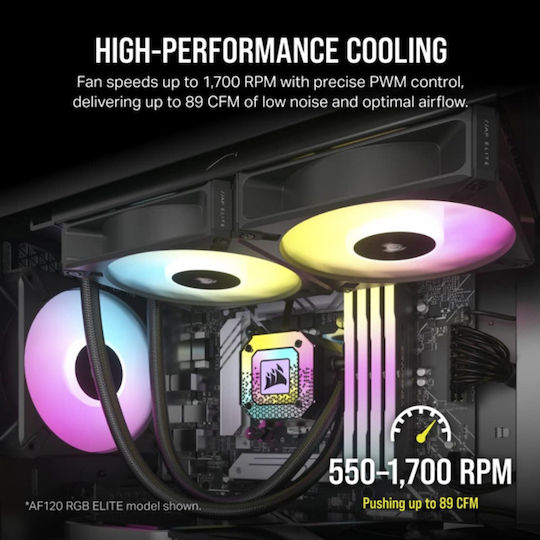 Corsair ICUE AF140 Elite Case Fan (1700rpm / 89cfm) με RGB Φωτισμό και Σύνδεση 4-Pin PWM 2τμχ