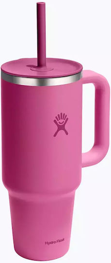Hydro Flask Travel Tumbler Handled Tumbler Thermos Stainless Steel 1.18lt Reef with Straw and Handle