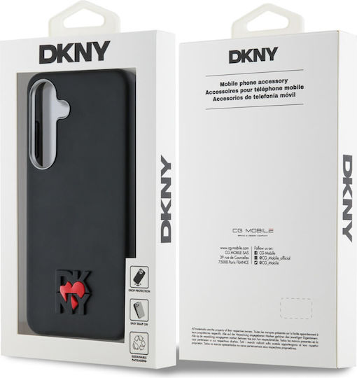 DKNY Leather Heart Of Ny Case Umschlag Rückseite Leder / Kunststoff / Synthetisches Leder / Silikon Schwarz (Galaxy S25)