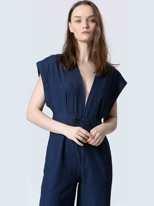 Damen Denim Einteiler Anzug Blue