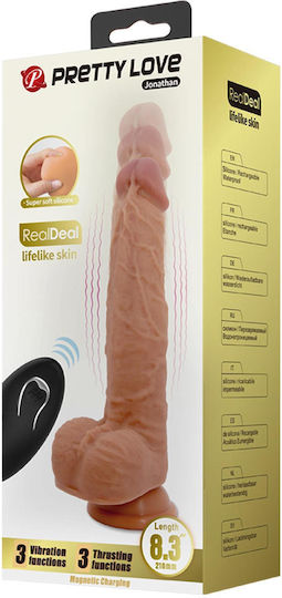 Pretty Love Jonathan 8.3'' Light Brown 3 Vibration Functions Thrusting Wireless Remote Control