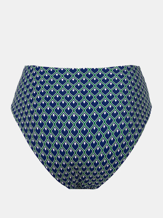 Bikini Slip Talie Înaltă Albastru