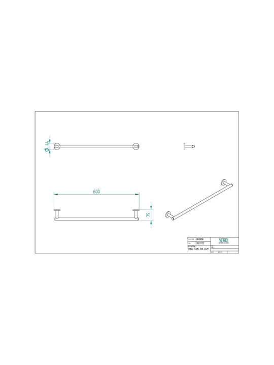 Verdi Single Wall-Mounted Bathroom Rail ​40x40cm Copper