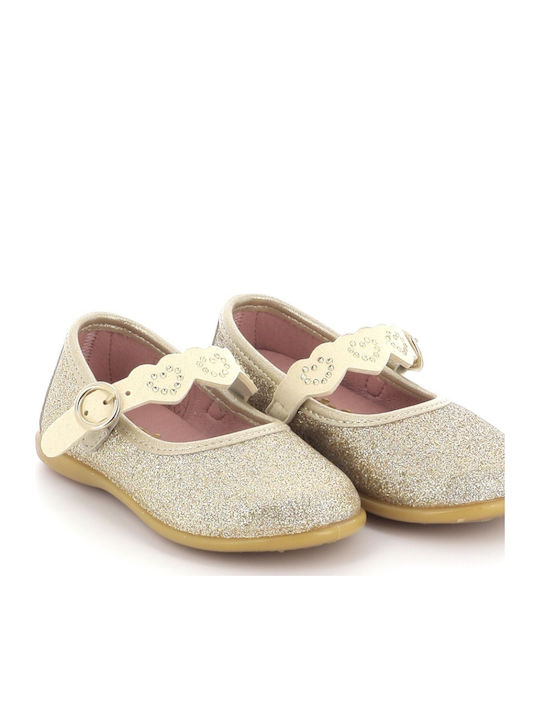Kids Ballerinas with Adjustable Metal Clasp Gold
