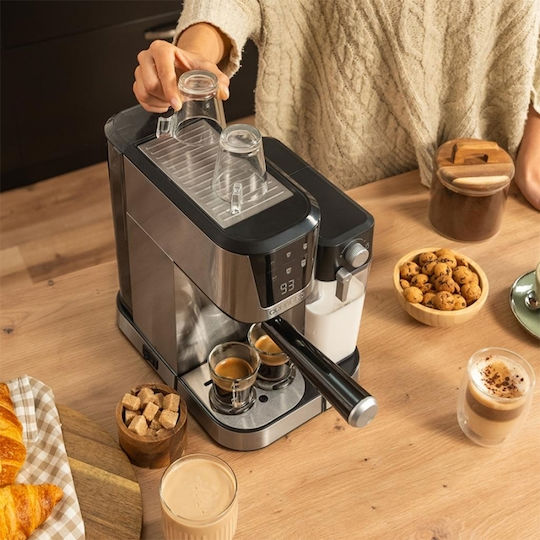 Cecotec Power Espresso 20 Cream Μηχανή Espresso 1350W Πίεσης 20bar για Cappuccino Ασημί