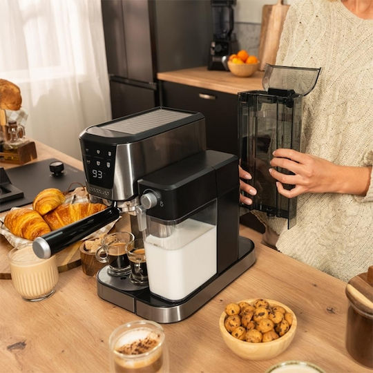 Cecotec Power Espresso 20 Cream Μηχανή Espresso 1350W Πίεσης 20bar για Cappuccino Ασημί