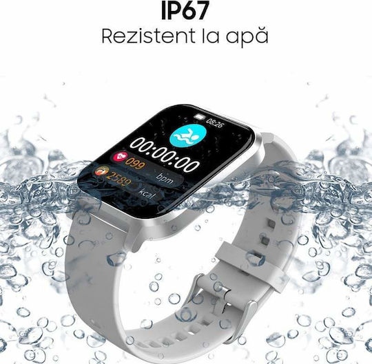 Smartwatch με Παλμογράφο (Ασημί)