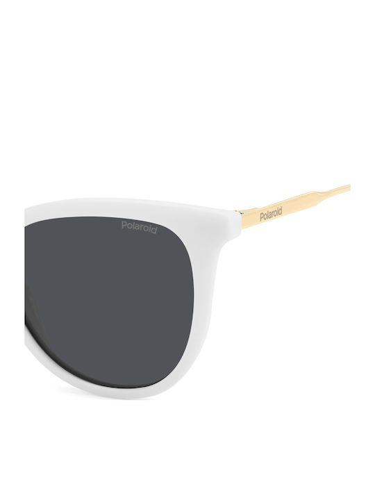 Polaroid Women's Sunglasses with White Plastic Frame and Gray Lens PLD4184/S/X VK6/M9