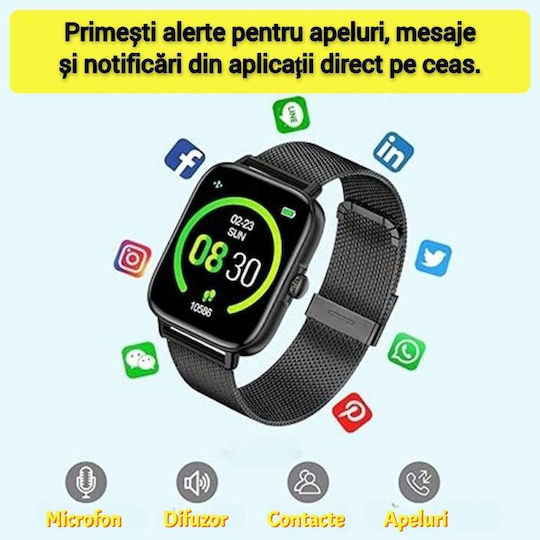 Smartwatch με Παλμογράφο (Μαύρο)