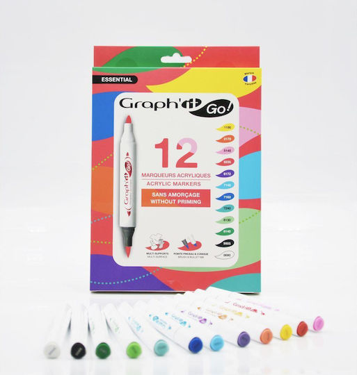 Graph' it Acrylic Markers Assorted Colors 12pcs