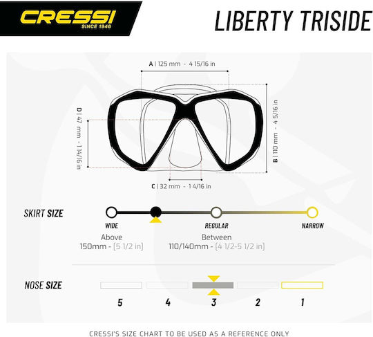 CressiSub Μάσκα Θαλάσσης Σιλικόνης Liberty Triside Μαύρη
