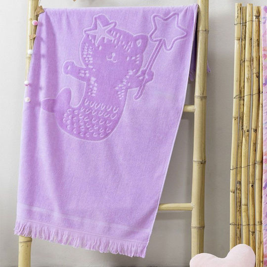 Nima Kids Beach Towel 70x140 Kira Jacquard Lilac