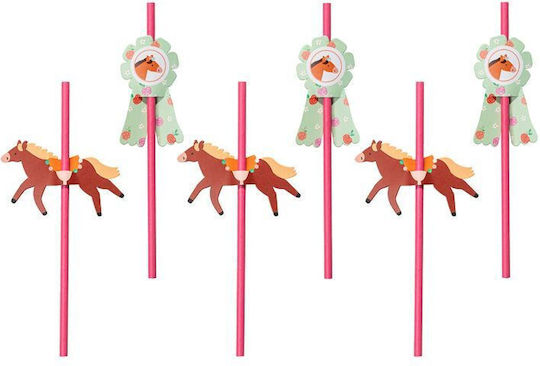 Vintage Horse Paper Straws 6 Pieces