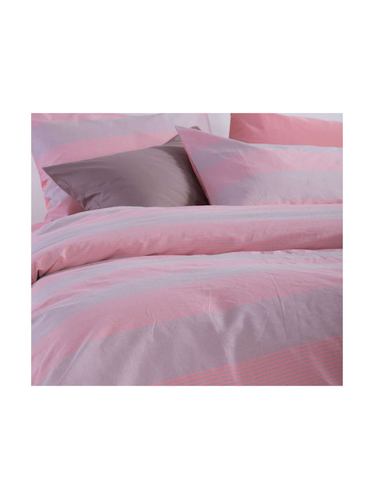 Nef-Nef Homeware Casual Stripe Pillowcase with Envelope Cover Peach 52x72cm.