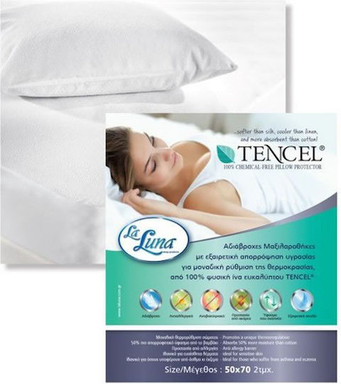 La Luna Tencel Pillow Protector Set Waterproof White 50x75cm.