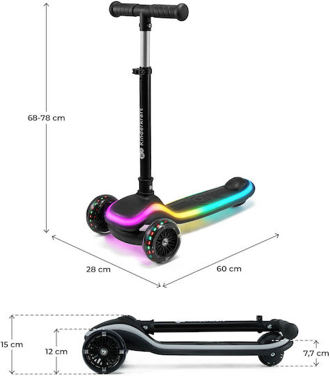Kinderkraft Kids Scooter Foldable Raket 3-Wheel Black
