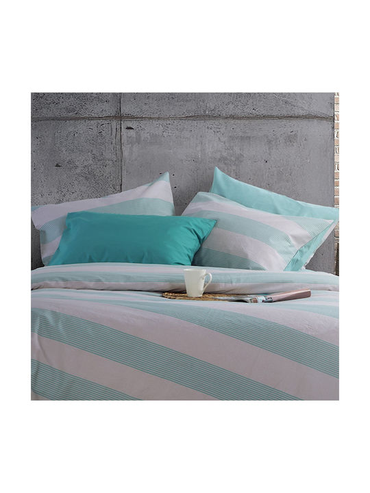Nef-Nef Homeware Casual Stripe Kissenbezug mit Umschlagumschlag Petrol 52x72cm.